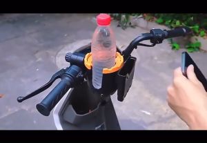2-in-1 Motorcycle & Bike Phone Cup Holder - Universal Water Bottle & Smartphone Mount for Grab/FoodPanda Riders Anti-Shock & Rainproof