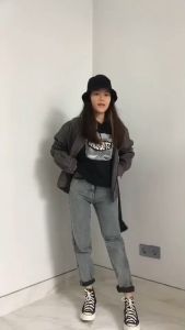 JINISO - Highwaist Loose Ripped Jeans 848 MYSTIC GAL