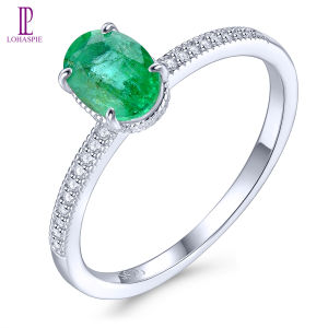 925 เครื่องประดับแหวนเงินสเตอร์ลิงจริง มรกตธรรมชาติสีเขียวหิน หมั้นเงิน พลอยราศี สำหรับผู้หญิง