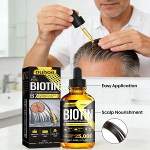 hoegoa | Biotin Hair Oil Collagen Scalp Serum Strengthening Treatment Natural Rosemary Ginseng Extract Thicker Volume Care For All Types