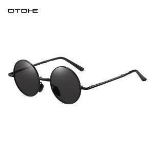 OTOHE Foldable Sunglasses Circular Men Women Polarized Glasses Chic Retro Sunglasses Photochromic Polarized Sunglasses Men Discoloration Eyewear Anti Glare UV400 Glasses Driving Goggles