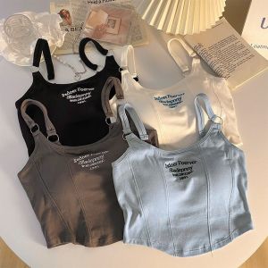 HUIESON เสื้อซับในตัวสั้นของผู้หญิงเสื้อชั้นในแบบสั้นด้านหลังสวยพร้อมแผ่นปิดหน้าอกเสื้อแขนกุดผู้หญิง