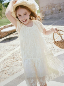 XIANGYING | White Short Sleeve Princess Dress for Girls