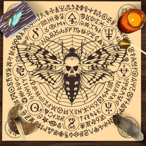 Vải Đọc Bài Tarot Neon Luna Moth Mandalay Màu Tím Xanh Họa Tiết Tâm Linh Thảm Bói Toán Trang Trí Nhà Cửa Phong Cách Hiện Đại Khăn Trải Bàn