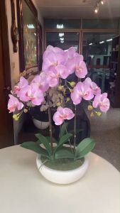 กระถางกล้วยไม้ประดิษฐ์ กล้วยไม้ปลอมพร้อมกระถาง ดอกไม้ปลอมตกแต่งบ้าน