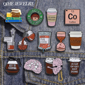 100% Pure Coffee Iv Bag For Medical Enamel Pins Coffee Filling Brain Inject Key To Survival Coffee Brooch Lapel Badge Jewelry