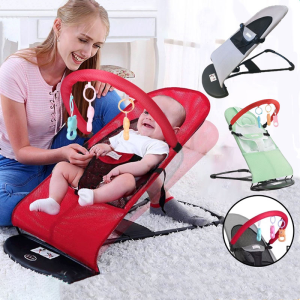 Foldable Baby Rocking Chair Newborn Bouncing Rocking Chair Seat Baby Balanced Cradle with Toy Rack