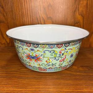 Thickened Enamel Kitchen Sink Fruit Basin round Shape Retro Style Utensils Durable Washing Bowl Multi Purpose Food Mixing Bowl