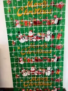 2M Merry Christmas Party Background Foil Curtain Sequin Photo Backdrop Wall Curtain Red Green Banner