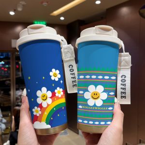 Cốc Cà Phê Hình Hoa Hướng Dương 316 Bằng Thép Không Gỉ Hai Lỗ Cốc Giữ Nhiệt Di Động Cho Trẻ Em Và Học Sinh Cốc Đựng Nước