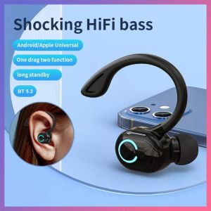 Earphone Bluetooth Nirkabel Dengan MIK Ear-Hook Handsfree Dalam Telinga Earphone Portabel Stereo Mini Nirkabel Musik Bass Berat Olahraga Suara 【Headset Tunggal】