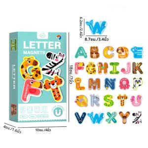 ตัวอักษรขนาดใหญ่แม่เหล็กความรู้ความเข้าใจจิ๊กซอว์แม่เหล็กตู้เย็นน่ารักสัตว์ทะเลตัวอักษรของเล่นตู้เย็นตัวพิมพ์ใหญ่ ABC เด็ก