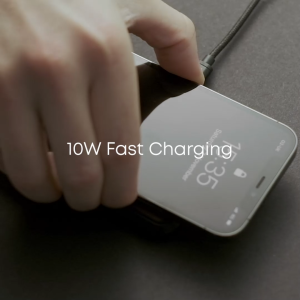 Modern 10W Fast-Charging Wireless Charger - Black/Walnut Finish