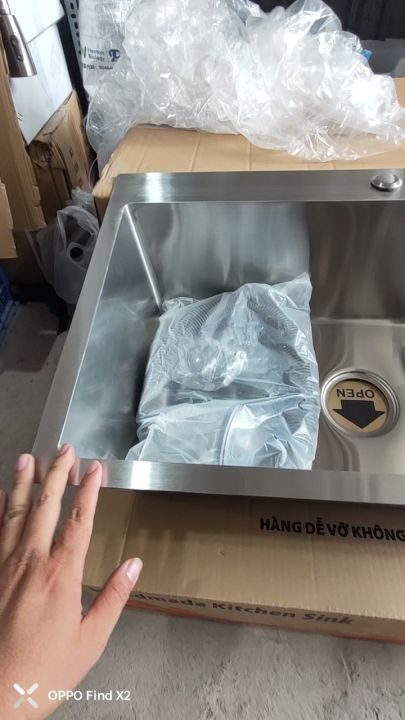 [Chậu Đúc 7545] Chậu rửa chén bát inox 304 -1 hộc lớn KT 7545 dày 2ly