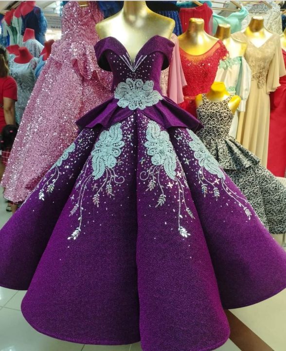 Ladies ball gown in candy crush fabrics umbrella cut in 7 to 9