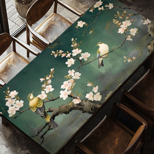 Classic Flower Bird Study Table Mat Luxury Sensation Dining Table Cloth Waterproof Oil Resistant No Wash Tea Table Cover Cloth