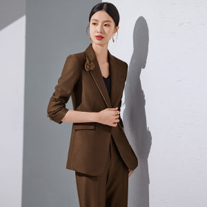 RYRYSTYLE Apricot Colored Professional Suit Womens Autumn And Winter New Style Fashionable Temperament Goddess Style High-End Formal Dress Beauty Salon Manager Work Clothes 9139