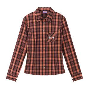 JNXS | Checked Pocket Embroidery Colorful Diamond Lovers Shirts