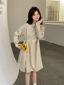 Elegant French Long Sleeve Dress Womens Early Autumn New Unique Beautiful Meat Concealing Slimming Shirt Dress