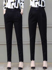 Womens Harlan Suit Pants High Waist Harlan Style Nine-Piece Pants Elastic Professional OL Casual Pants Soft Comfortable