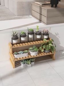 Chalet ชั้นวางกระถางดอกไม้ 1/2ชั้น ชั้นวางต้นไม้ ไม้กระถางต้นไม้ ทำจากไม้ไผ่แท้จากธรรมชาติ ชั้นวางของ วางได้เยอะ