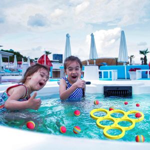 Water Sports EVA Floating Pool Games In Summer Throwing Toys Boys Girls Pool Game with 10 Rainbow Golf EVA Balls Fun Gifts Floating Water Sports Pool for Boys Girls and Adults