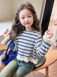 Stripe Long Sleeve New Style Tassel Stitched Base Layer Top
