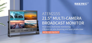 SEETEC ATEM215S 21.5 inch Multi Camera Broadcast Production Monitor with 4 x SDI Input and Output HDMI LUT Waveform HDR Full HD 1920x1080