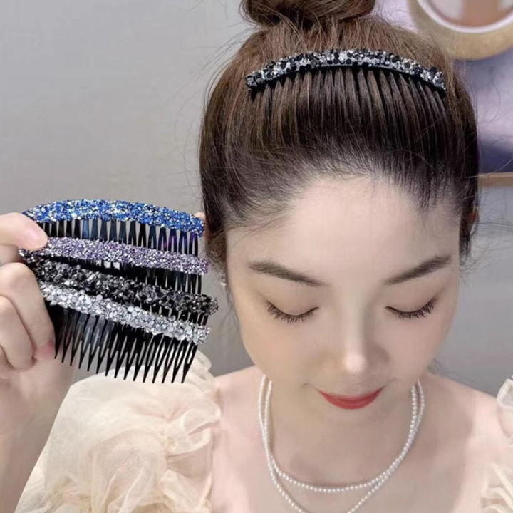 Shiny Hair Combs Plastic Hairpin Elegant Women Fashion Rhinestone Hair ...