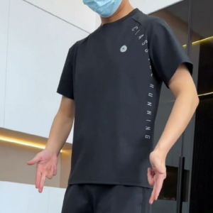 Summer New Casual Sports Milk Silk Mesh Set Loose Breathable Ice Silk Drape Short Sleeve Long Pants Two Piece Set for Youth