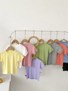 เสื้อยืดแขนสั้นผ้าโมดอลสำหรับเด็กชายและเด็กหญิง เสื้อผ้าเด็กฤดูร้อนแบบบางระบายอากาศได้ดี ทรงหลวม ทรงพอดีตัว