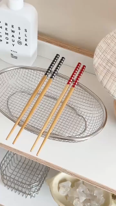 Sumpit Bambu Warna Sepasang / Bambu Chopstick / Set Alat Makan Mie / Sumpit Bambu 24cm Isi Sepasang