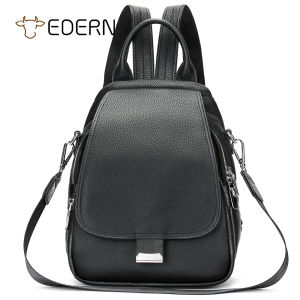 EDERN 2025 ใหม่กระเป๋าเป้หนังแท้สำหรับผู้หญิงกระเป๋าสะพายไหล่หนังวัวกระเป๋าเป้สะพายหลังอเนกประสงค์แฟชั่นความจุขนาดใหญ่กระเป๋านักเรียนหญิง