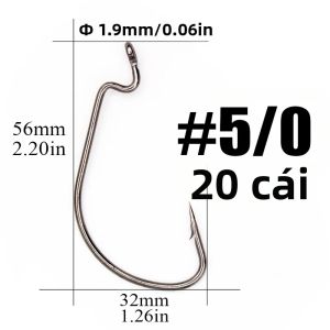 20 Chiếc Móc Câu Cá Hình Giun Có Móc Sắc Bén 5/0 # -6 # Móc Câu Giun Lệch Tâm B-11 9 Cỡ Thép Carbon Cao Dùng Cho Câu Cá Biển Trên Thuyền