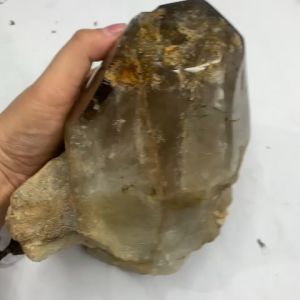 đá thạch anh khói ngậm bông cỏ mài bóng tự nhiên dùng làm trang trí decor thanh tẩy ( đá thật chuẩn Việt )