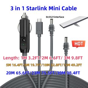 3 in 1 Starlink Mini Cable  High-Speed USB C/Car Charger/DC to DC Replacement Cable for Starlink Mini Power