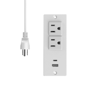 White Compact Recessed Power Strip 1500W Flush Mount Outlet Extender Hidden Charging Station for Furniture Conference Table Desk