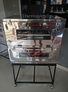 Oven Gas Api Atas Bawah Stainless Ukuran 75x55x65cm   | Fit untuk Memasak dan Memanggang Roti   | Dengan Kaki Besi dan Koneksi Gas LPG