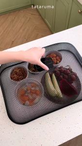 Tudung Saji Coated Steel Kotak Putih Hitam Estetik TATARUMA NAGOYA L