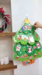 ( Tặng kèm đèn ) Đồ Chơi Giáo Dục Bóc Dán Cây thông Noel 3D bóc dán vận động tinh vừa học vừa chơi