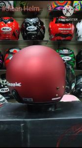 HELM RETRO / HELM BOGO CLASSIC JM RED MAROON DOFF TERBARU