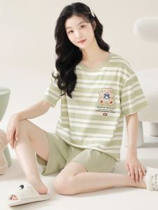 MiiOW | Bộ đồ ngủ cotton pha trộn hoạt hình dễ thương cho nữ mùa hè 2025 Bộ đồ mặc nhà tay ngắn quần ngắn có thể mặc ngoài trời