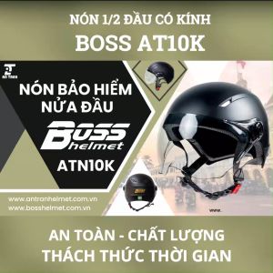 Nón Bảo Hiểm 1/2 Đầu Có Kính BOSS AT10