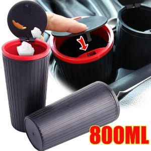 Universal Car Trash Bin Automatic Door Storage Compartment ABS Rubbish Box Cup Holder Ashtray Armrest Box Garbage Storage Barrel