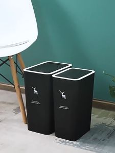 15L Press Type Trash Can: Nordic Style Trash Bin For Household Living Room Kitchen Bathroom