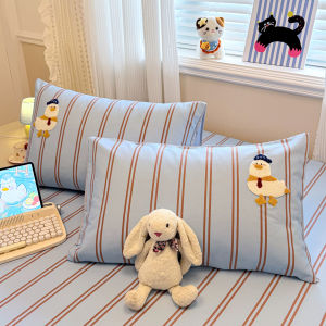 MINGSHA | Cute Cartoon Coarse Cotton Embroidery Pillowcase Pair