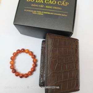 Ví Nam Da Cá Sấu Cao Cấp tặng Vòng Gỗ Huyết Long
