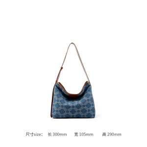 Large Capacity Denim Hobo Bag Womens Crossbody Bag Commute Underarm Chain Bag Tote Bag Soft Shoulder Bag Pure Color