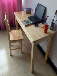 Solid Wood Computer Desk Simple Modern Style Long Writing Table Pine Wood Student Home Use Study Desk Adjustable Height Not Included