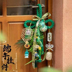 MONLEYTA | Dragon Boat Festival Decorative Hanging Gift Artemisia Flower Bouquet Door Hanging Incense Bag DIY Handmade Materials Package Artemisia Pendant Decoration